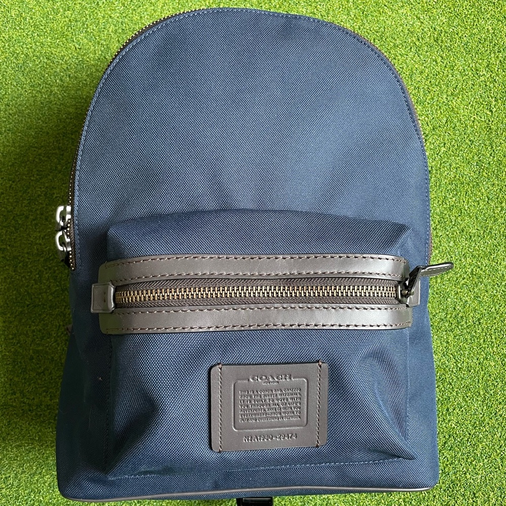 NWT Men’s Coach Academy Backpack Blue Cordura/Leather Laptop $350